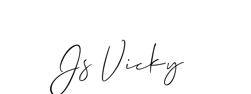 Also You can easily find your signature by using the search form. We will create Js Vicky name handwritten signature images for you free of cost using Allison_Script sign style. Js Vicky signature style 2 images and pictures png