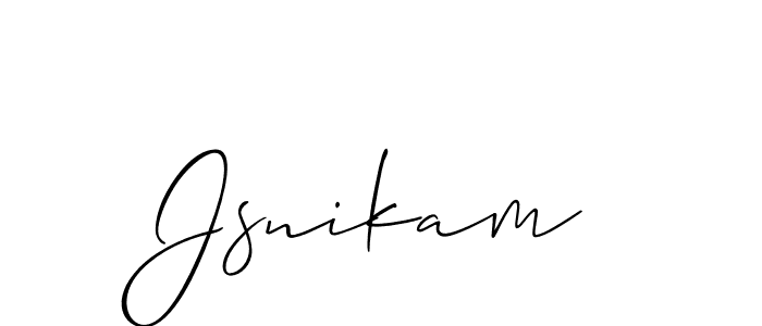 It looks lik you need a new signature style for name Jsnikam. Design unique handwritten (Allison_Script) signature with our free signature maker in just a few clicks. Jsnikam signature style 2 images and pictures png