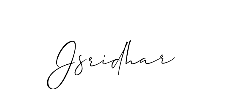 Use a signature maker to create a handwritten signature online. With this signature software, you can design (Allison_Script) your own signature for name Jsridhar. Jsridhar signature style 2 images and pictures png