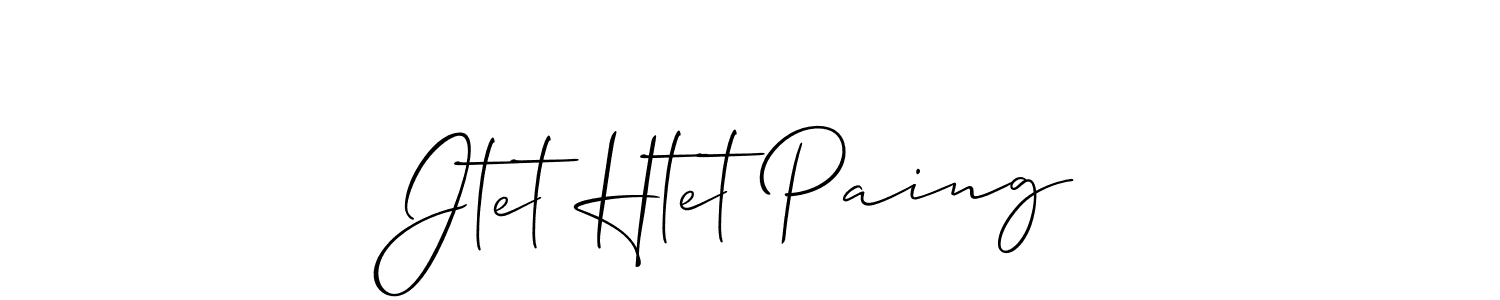 Make a short Jtet Htet Paing signature style. Manage your documents anywhere anytime using Allison_Script. Create and add eSignatures, submit forms, share and send files easily. Jtet Htet Paing signature style 2 images and pictures png