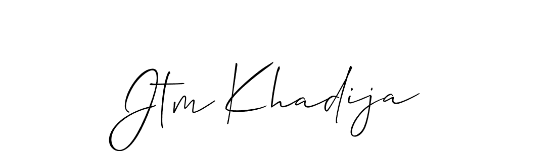 You should practise on your own different ways (Allison_Script) to write your name (Jtm Khadija) in signature. don't let someone else do it for you. Jtm Khadija signature style 2 images and pictures png