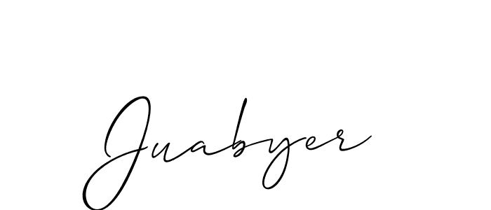 Allison_Script is a professional signature style that is perfect for those who want to add a touch of class to their signature. It is also a great choice for those who want to make their signature more unique. Get Juabyer name to fancy signature for free. Juabyer signature style 2 images and pictures png