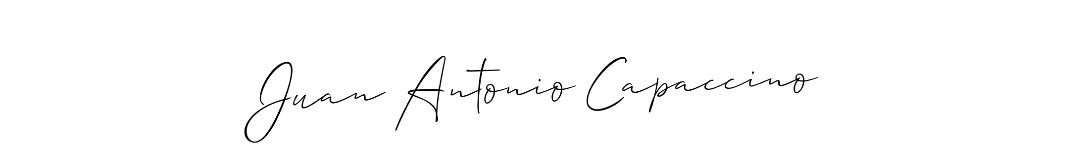 Create a beautiful signature design for name Juan Antonio Capaccino. With this signature (Allison_Script) fonts, you can make a handwritten signature for free. Juan Antonio Capaccino signature style 2 images and pictures png