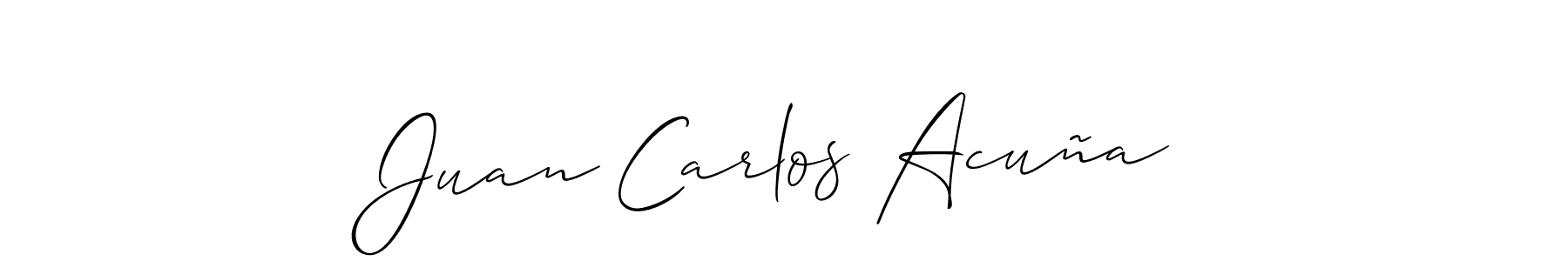 Make a short Juan Carlos Acuña signature style. Manage your documents anywhere anytime using Allison_Script. Create and add eSignatures, submit forms, share and send files easily. Juan Carlos Acuña signature style 2 images and pictures png