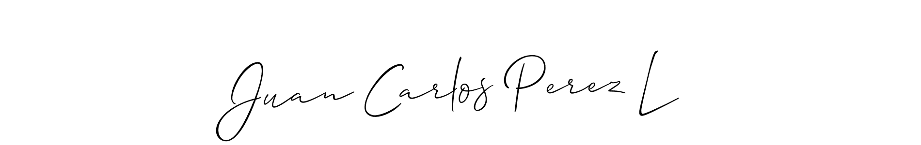 How to make Juan Carlos Perez L name signature. Use Allison_Script style for creating short signs online. This is the latest handwritten sign. Juan Carlos Perez L signature style 2 images and pictures png