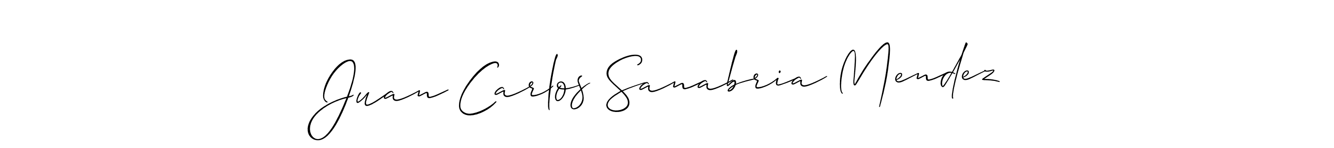 How to make Juan Carlos Sanabria Mendez name signature. Use Allison_Script style for creating short signs online. This is the latest handwritten sign. Juan Carlos Sanabria Mendez signature style 2 images and pictures png