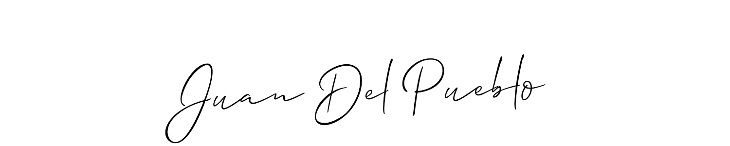 Use a signature maker to create a handwritten signature online. With this signature software, you can design (Allison_Script) your own signature for name Juan Del Pueblo. Juan Del Pueblo signature style 2 images and pictures png