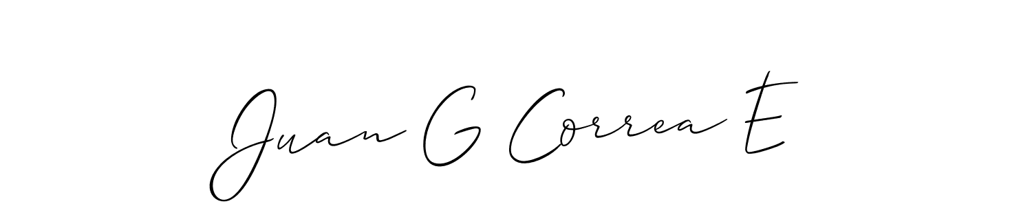 Allison_Script is a professional signature style that is perfect for those who want to add a touch of class to their signature. It is also a great choice for those who want to make their signature more unique. Get Juan G Correa E name to fancy signature for free. Juan G Correa E signature style 2 images and pictures png