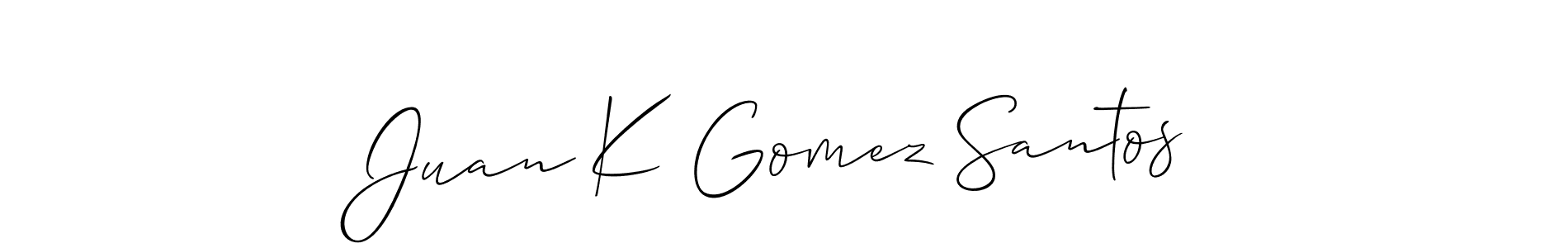 Also You can easily find your signature by using the search form. We will create Juan K Gomez Santos name handwritten signature images for you free of cost using Allison_Script sign style. Juan K Gomez Santos signature style 2 images and pictures png