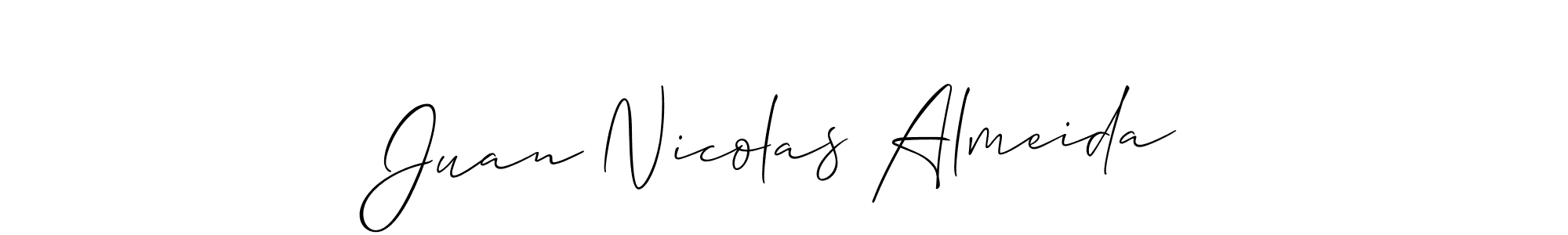 Also You can easily find your signature by using the search form. We will create Juan Nicolas Almeida name handwritten signature images for you free of cost using Allison_Script sign style. Juan Nicolas Almeida signature style 2 images and pictures png