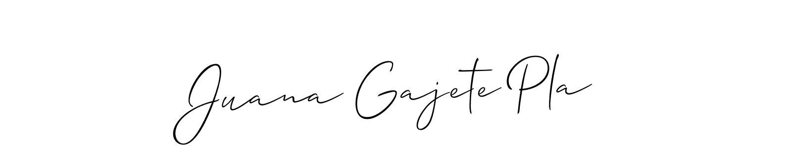 You should practise on your own different ways (Allison_Script) to write your name (Juana Gajete Pla) in signature. don't let someone else do it for you. Juana Gajete Pla signature style 2 images and pictures png