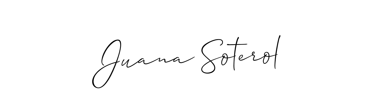 Also You can easily find your signature by using the search form. We will create Juana Soterol name handwritten signature images for you free of cost using Allison_Script sign style. Juana Soterol signature style 2 images and pictures png