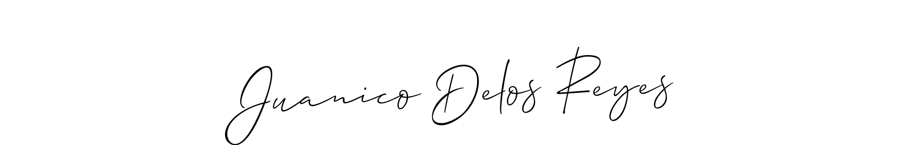 The best way (Allison_Script) to make a short signature is to pick only two or three words in your name. The name Juanico Delos Reyes include a total of six letters. For converting this name. Juanico Delos Reyes signature style 2 images and pictures png