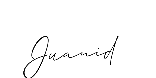 Use a signature maker to create a handwritten signature online. With this signature software, you can design (Allison_Script) your own signature for name Juanid. Juanid signature style 2 images and pictures png