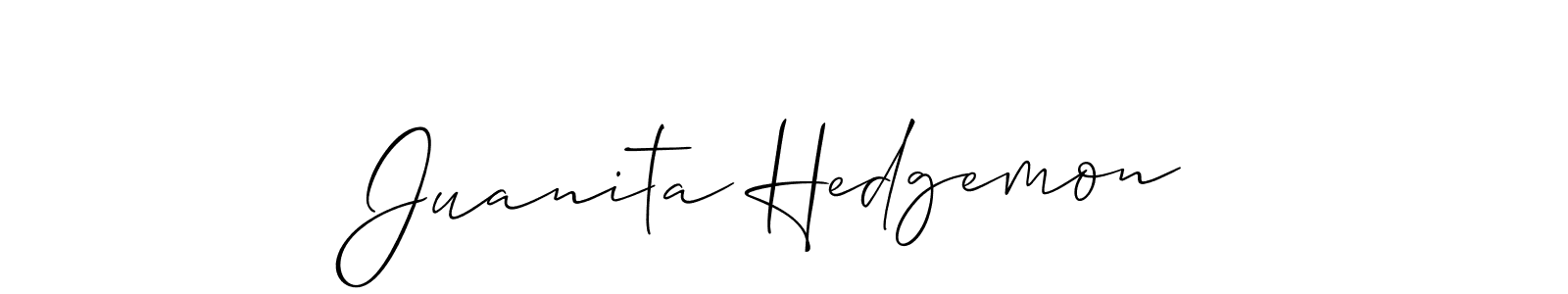 You should practise on your own different ways (Allison_Script) to write your name (Juanita Hedgemon) in signature. don't let someone else do it for you. Juanita Hedgemon signature style 2 images and pictures png