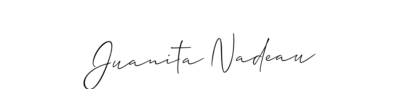 Allison_Script is a professional signature style that is perfect for those who want to add a touch of class to their signature. It is also a great choice for those who want to make their signature more unique. Get Juanita Nadeau name to fancy signature for free. Juanita Nadeau signature style 2 images and pictures png