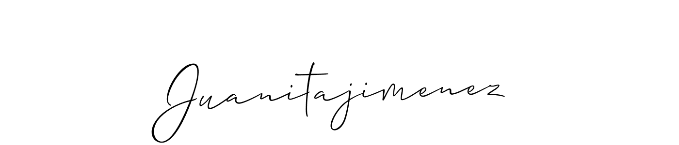 The best way (Allison_Script) to make a short signature is to pick only two or three words in your name. The name Juanitajimenez include a total of six letters. For converting this name. Juanitajimenez signature style 2 images and pictures png