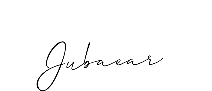 if you are searching for the best signature style for your name Jubaear. so please give up your signature search. here we have designed multiple signature styles  using Allison_Script. Jubaear signature style 2 images and pictures png