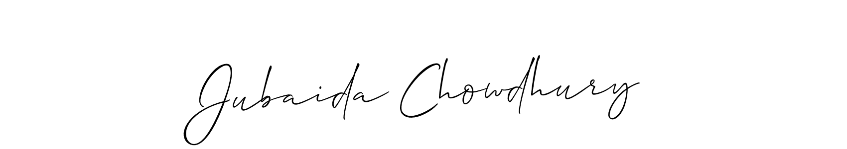 Allison_Script is a professional signature style that is perfect for those who want to add a touch of class to their signature. It is also a great choice for those who want to make their signature more unique. Get Jubaida Chowdhury name to fancy signature for free. Jubaida Chowdhury signature style 2 images and pictures png