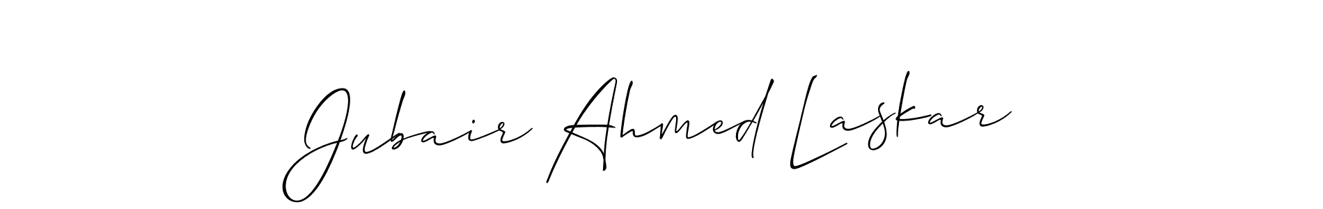 How to make Jubair Ahmed Laskar name signature. Use Allison_Script style for creating short signs online. This is the latest handwritten sign. Jubair Ahmed Laskar signature style 2 images and pictures png