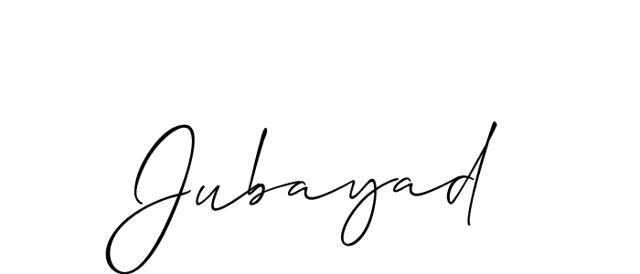 Design your own signature with our free online signature maker. With this signature software, you can create a handwritten (Allison_Script) signature for name Jubayad. Jubayad signature style 2 images and pictures png