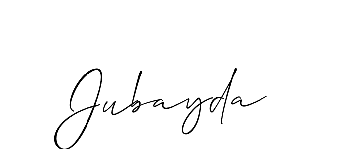 The best way (Allison_Script) to make a short signature is to pick only two or three words in your name. The name Jubayda include a total of six letters. For converting this name. Jubayda signature style 2 images and pictures png