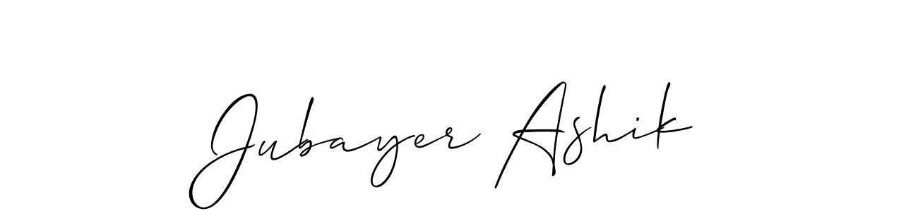 The best way (Allison_Script) to make a short signature is to pick only two or three words in your name. The name Jubayer Ashik include a total of six letters. For converting this name. Jubayer Ashik signature style 2 images and pictures png