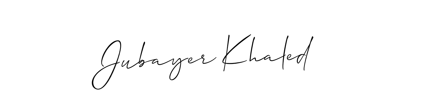 Make a beautiful signature design for name Jubayer Khaled. With this signature (Allison_Script) style, you can create a handwritten signature for free. Jubayer Khaled signature style 2 images and pictures png