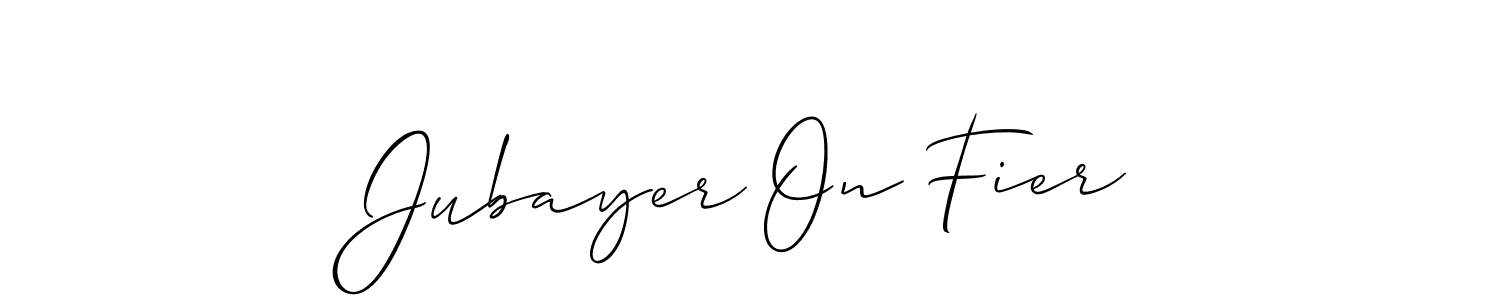 Also You can easily find your signature by using the search form. We will create Jubayer On Fier name handwritten signature images for you free of cost using Allison_Script sign style. Jubayer On Fier signature style 2 images and pictures png