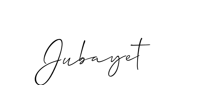 How to Draw Jubayet signature style? Allison_Script is a latest design signature styles for name Jubayet. Jubayet signature style 2 images and pictures png