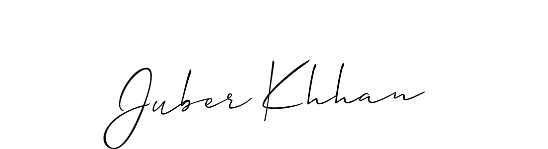 if you are searching for the best signature style for your name Juber Khhan. so please give up your signature search. here we have designed multiple signature styles  using Allison_Script. Juber Khhan signature style 2 images and pictures png