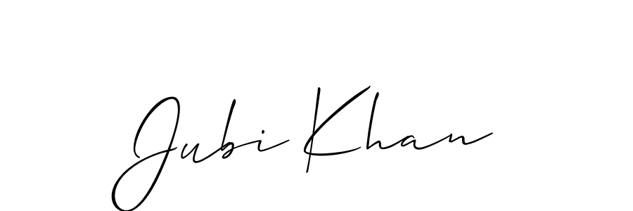 Jubi Khan stylish signature style. Best Handwritten Sign (Allison_Script) for my name. Handwritten Signature Collection Ideas for my name Jubi Khan. Jubi Khan signature style 2 images and pictures png
