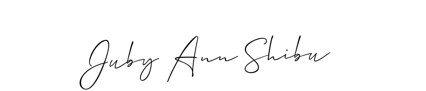This is the best signature style for the Juby Ann Shibu name. Also you like these signature font (Allison_Script). Mix name signature. Juby Ann Shibu signature style 2 images and pictures png