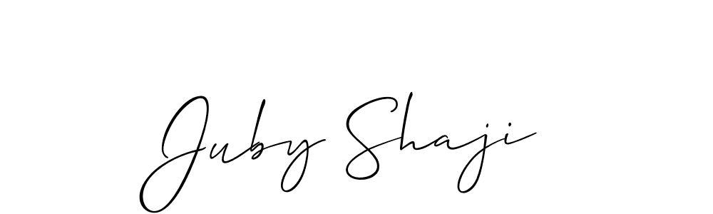 The best way (Allison_Script) to make a short signature is to pick only two or three words in your name. The name Juby Shaji include a total of six letters. For converting this name. Juby Shaji signature style 2 images and pictures png