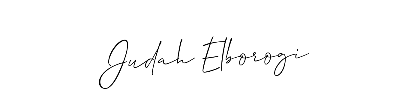 You should practise on your own different ways (Allison_Script) to write your name (Judah Elborogi) in signature. don't let someone else do it for you. Judah Elborogi signature style 2 images and pictures png