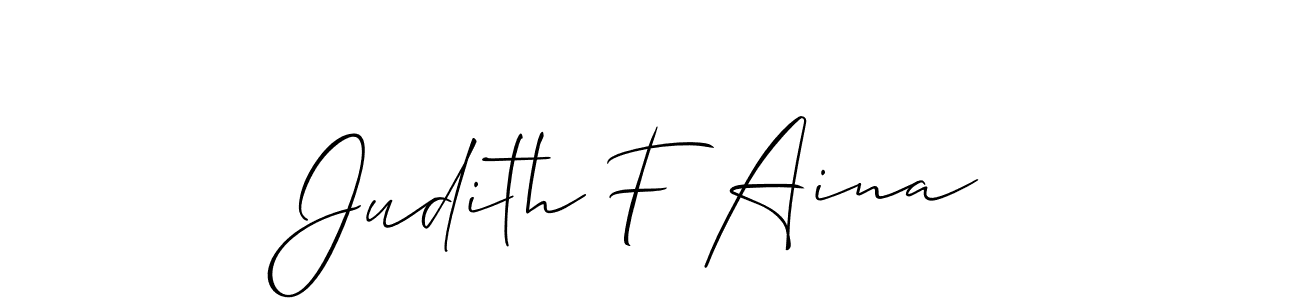 Similarly Allison_Script is the best handwritten signature design. Signature creator online .You can use it as an online autograph creator for name Judith F Aina. Judith F Aina signature style 2 images and pictures png