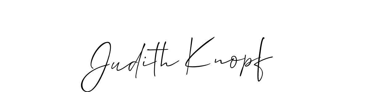 How to make Judith Knopf name signature. Use Allison_Script style for creating short signs online. This is the latest handwritten sign. Judith Knopf signature style 2 images and pictures png