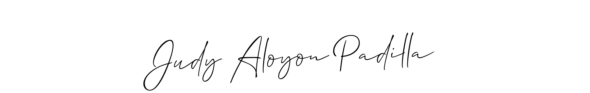 Make a short Judy Aloyon Padilla signature style. Manage your documents anywhere anytime using Allison_Script. Create and add eSignatures, submit forms, share and send files easily. Judy Aloyon Padilla signature style 2 images and pictures png