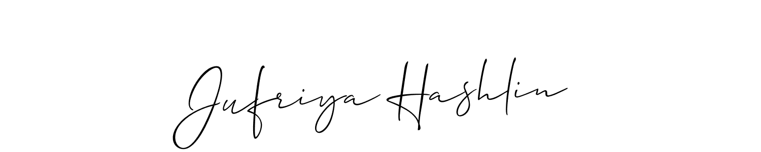 Allison_Script is a professional signature style that is perfect for those who want to add a touch of class to their signature. It is also a great choice for those who want to make their signature more unique. Get Jufriya Hashlin name to fancy signature for free. Jufriya Hashlin signature style 2 images and pictures png