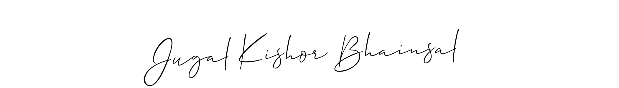 The best way (Allison_Script) to make a short signature is to pick only two or three words in your name. The name Jugal Kishor Bhainsal include a total of six letters. For converting this name. Jugal Kishor Bhainsal signature style 2 images and pictures png