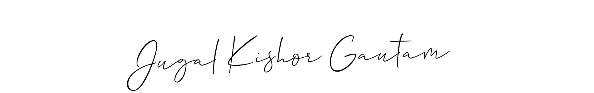 Design your own signature with our free online signature maker. With this signature software, you can create a handwritten (Allison_Script) signature for name Jugal Kishor Gautam. Jugal Kishor Gautam signature style 2 images and pictures png