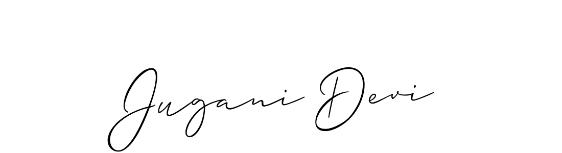 How to make Jugani Devi name signature. Use Allison_Script style for creating short signs online. This is the latest handwritten sign. Jugani Devi signature style 2 images and pictures png