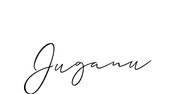Use a signature maker to create a handwritten signature online. With this signature software, you can design (Allison_Script) your own signature for name Juganu. Juganu signature style 2 images and pictures png