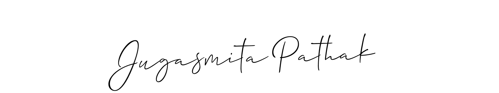 Make a beautiful signature design for name Jugasmita Pathak. With this signature (Allison_Script) style, you can create a handwritten signature for free. Jugasmita Pathak signature style 2 images and pictures png