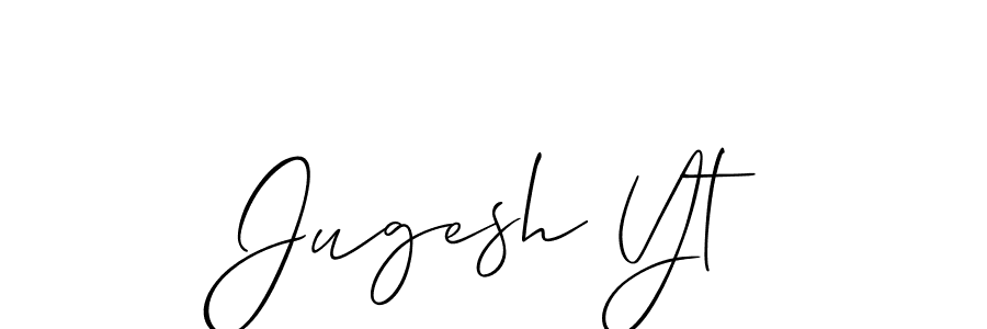 Make a beautiful signature design for name Jugesh Yt. With this signature (Allison_Script) style, you can create a handwritten signature for free. Jugesh Yt signature style 2 images and pictures png
