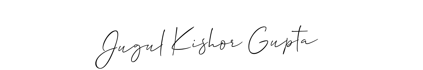 You should practise on your own different ways (Allison_Script) to write your name (Jugul Kishor Gupta) in signature. don't let someone else do it for you. Jugul Kishor Gupta signature style 2 images and pictures png