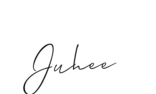 Juhee stylish signature style. Best Handwritten Sign (Allison_Script) for my name. Handwritten Signature Collection Ideas for my name Juhee. Juhee signature style 2 images and pictures png