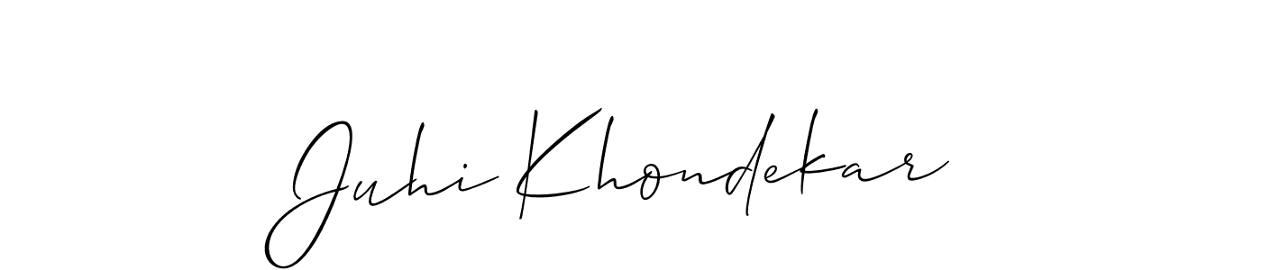 It looks lik you need a new signature style for name Juhi Khondekar. Design unique handwritten (Allison_Script) signature with our free signature maker in just a few clicks. Juhi Khondekar signature style 2 images and pictures png