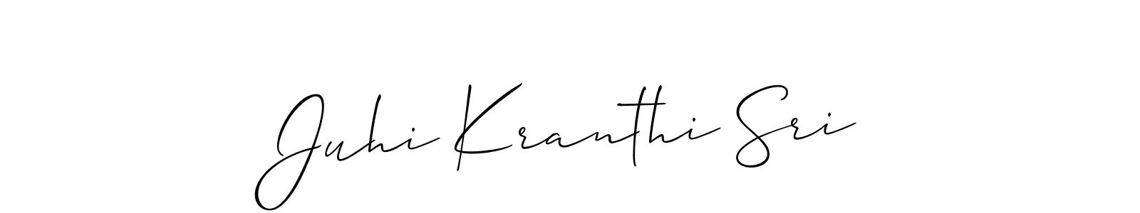 Allison_Script is a professional signature style that is perfect for those who want to add a touch of class to their signature. It is also a great choice for those who want to make their signature more unique. Get Juhi Kranthi Sri name to fancy signature for free. Juhi Kranthi Sri signature style 2 images and pictures png