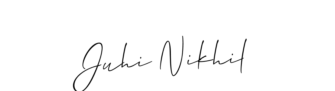 How to make Juhi Nikhil name signature. Use Allison_Script style for creating short signs online. This is the latest handwritten sign. Juhi Nikhil signature style 2 images and pictures png